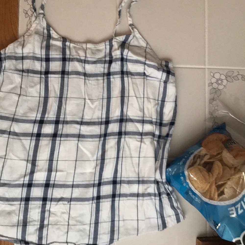 Flannel blue and white tank